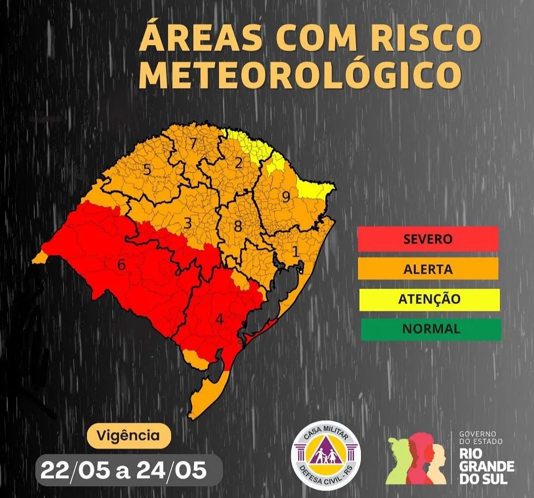 ⛈️Previsão do Tempo - Chuvas e Temporais devem voltar a todo o estado a partir desta Quarta-feira (22)